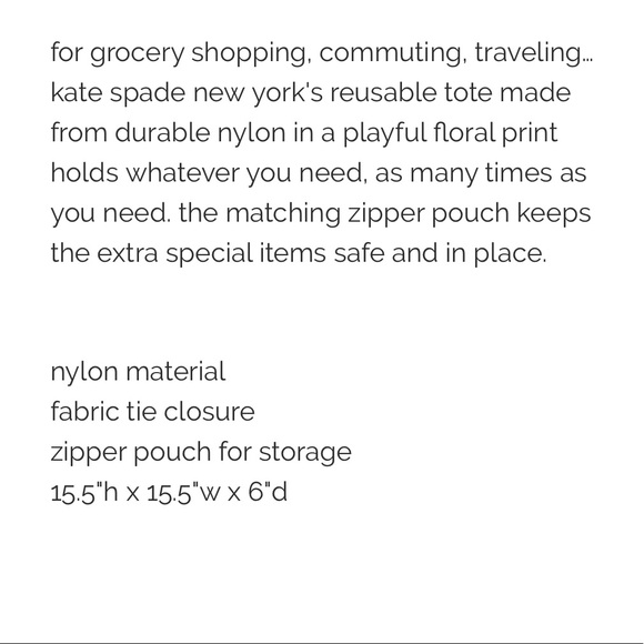 🆕 Kate Spade ♠️ Falling Flowers Reusable Tote - Picture 7 of 7